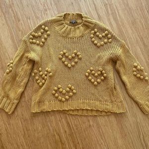 Pom Pom Hearts Mustard Sweater